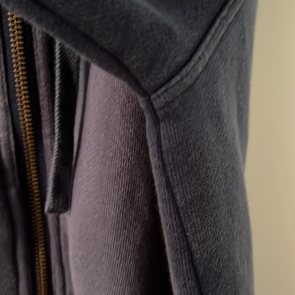 Free People Blue Double Zip Redwood Cardi Cotton Hoodie Oversized Medium NWT - Picture 10 of 14